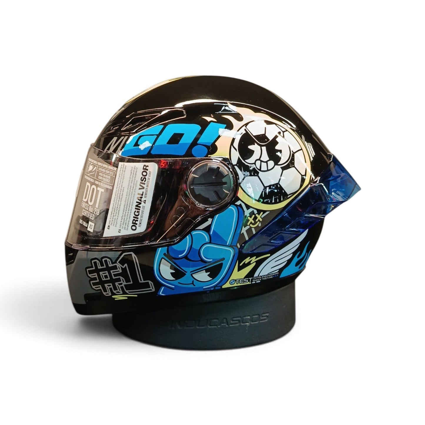 CASCO NIÑO/A INTEGRAL ICH 501SP S KIDS GO NEGRO AZUL BRILLANTE
