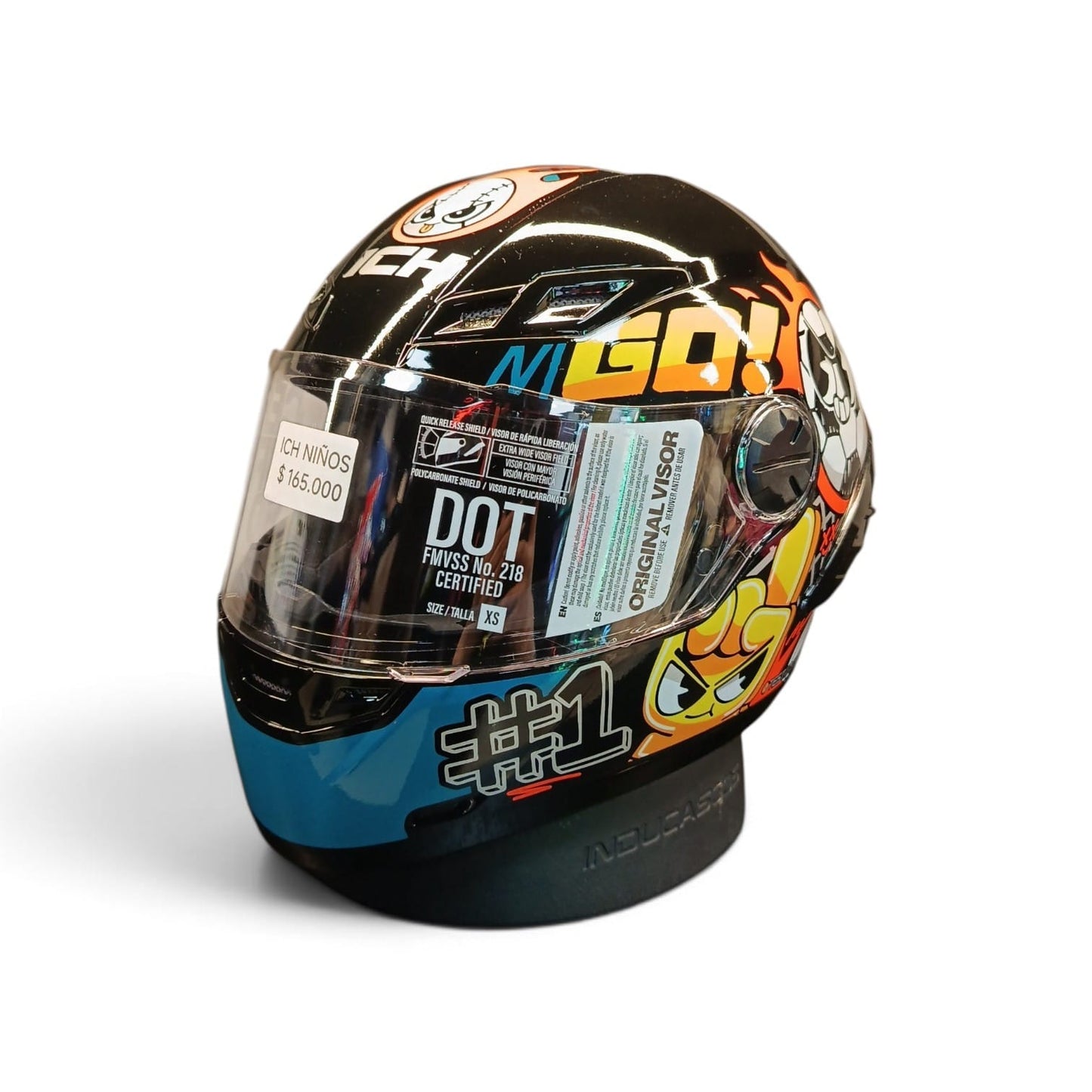 CASCO NIÑO/A INTEGRAL ICH 501SP S KIDS GO NEGRO AMARILLO BRILLANTE