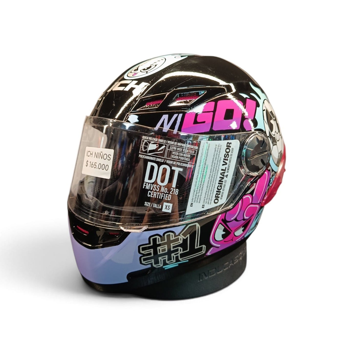 CASCO NIÑO/A INTEGRAL ICH 501SP S KIDS GO NEGRO ROSA MORADO BRILLANTE