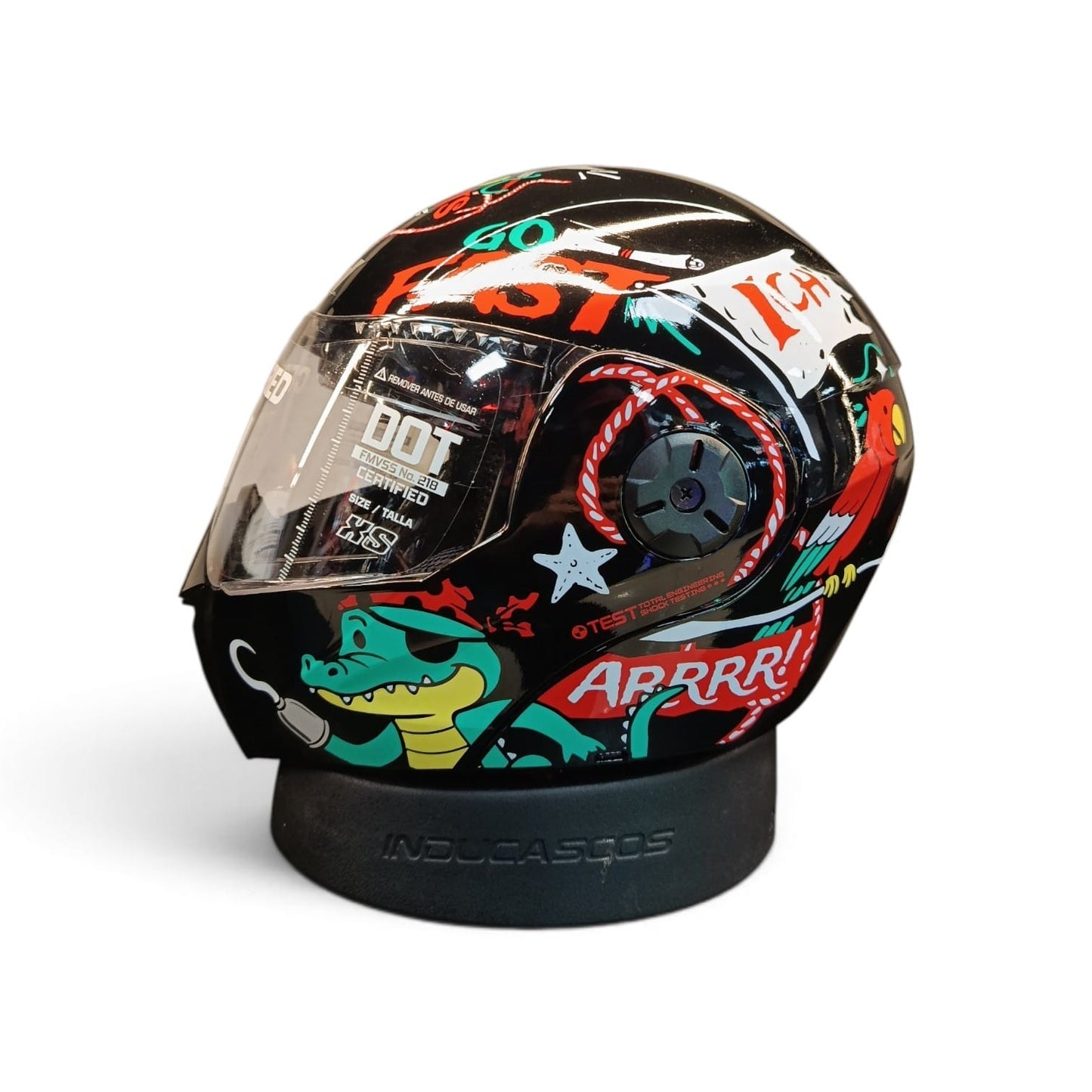CASCO NIÑO/A ABATIBLE ICH 3110S KIDS PIRATAS ROJO NEGRO BRILLANTE