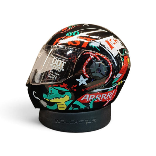 CASCO NIÑO/A ABATIBLE ICH 3110S KIDS PIRATAS ROJO NEGRO BRILLANTE