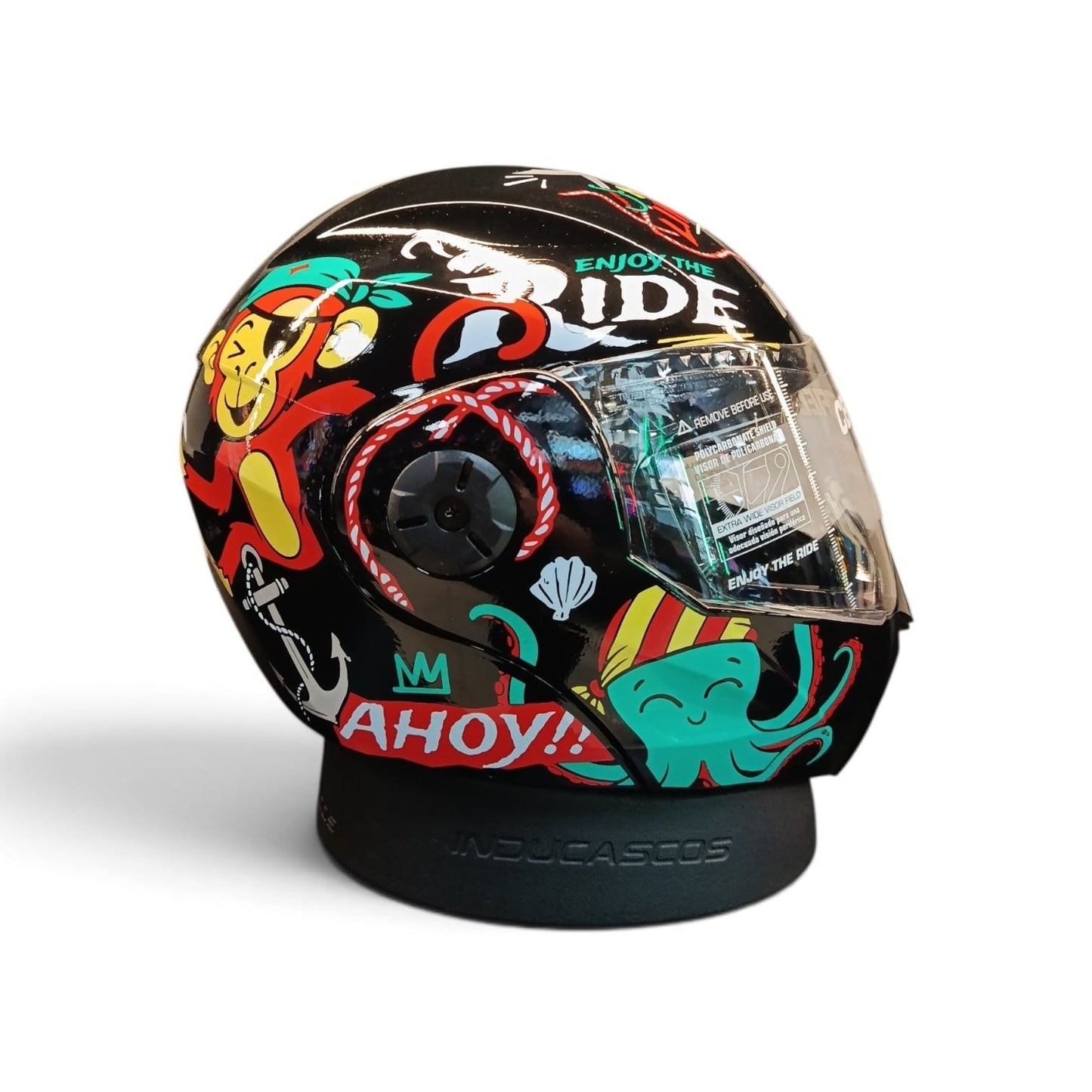 CASCO NIÑO/A ABATIBLE ICH 3110S KIDS PIRATAS ROJO NEGRO BRILLANTE