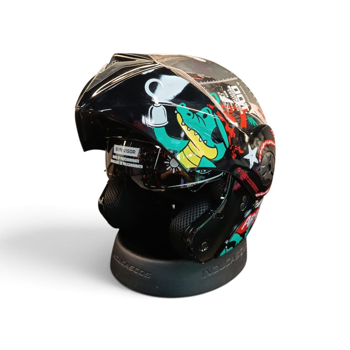 CASCO NIÑO/A ABATIBLE ICH 3110S KIDS PIRATAS ROJO NEGRO BRILLANTE