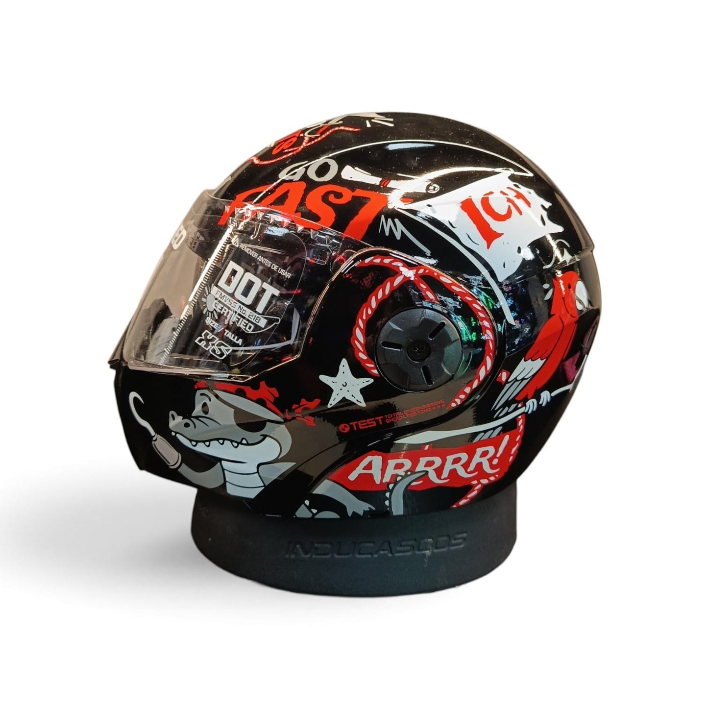 CASCO NIÑO/A ABATIBLE ICH 3110S KIDS PIRATAS ROJO GRIS NEGRO BRILLANTE