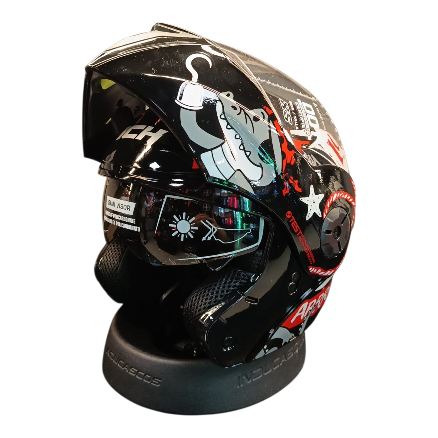 CASCO NIÑO/A ABATIBLE ICH 3110S KIDS PIRATAS ROJO GRIS NEGRO BRILLANTE