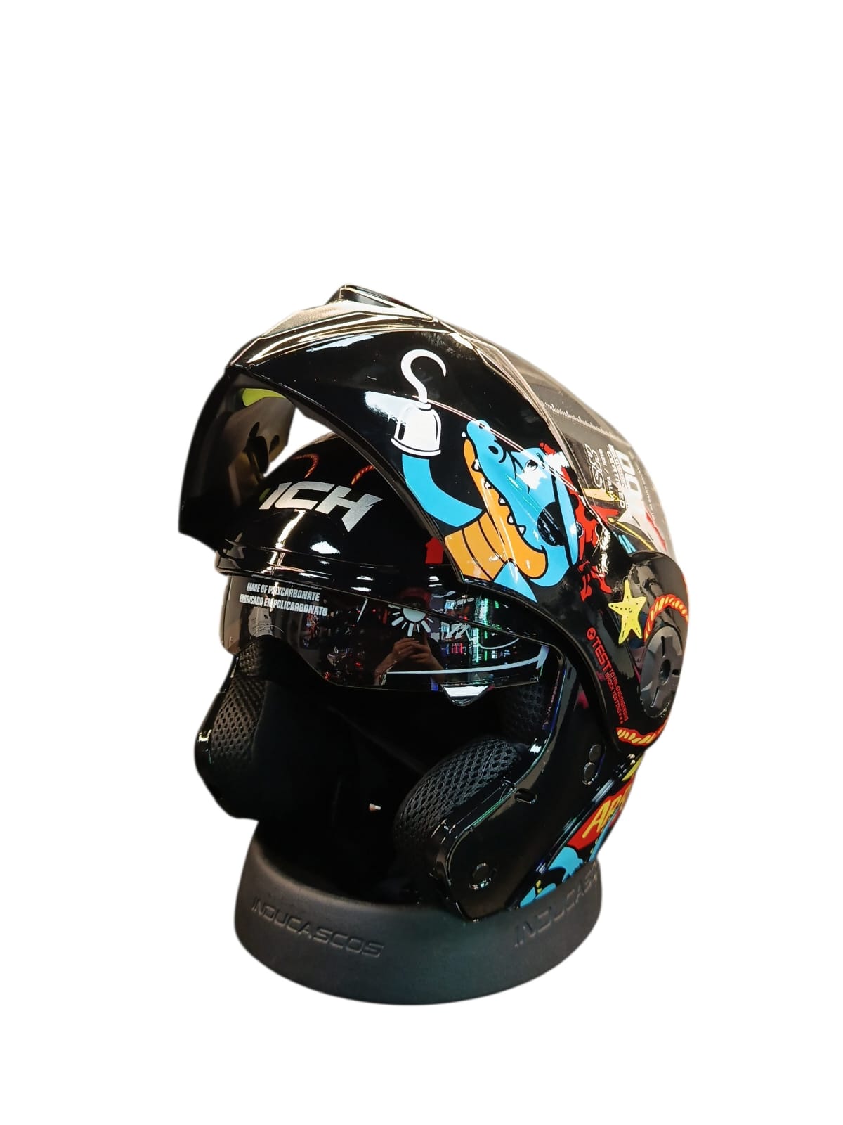 CASCO NIÑO/A ABATIBLE ICH 3110S KIDS PIRATAS COLORES NEGRO BRILLANTE