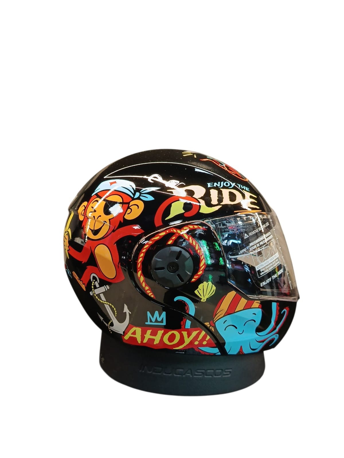 CASCO NIÑO/A ABATIBLE ICH 3110S KIDS PIRATAS COLORES NEGRO BRILLANTE