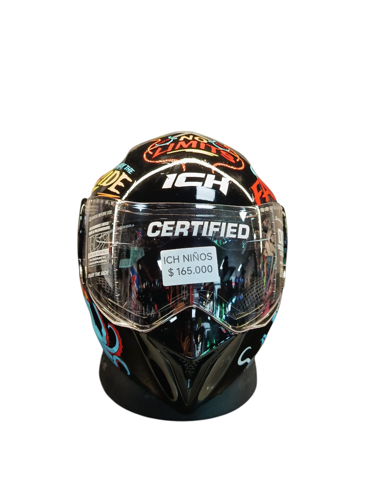 CASCO NIÑO/A ABATIBLE ICH 3110S KIDS PIRATAS COLORES NEGRO BRILLANTE