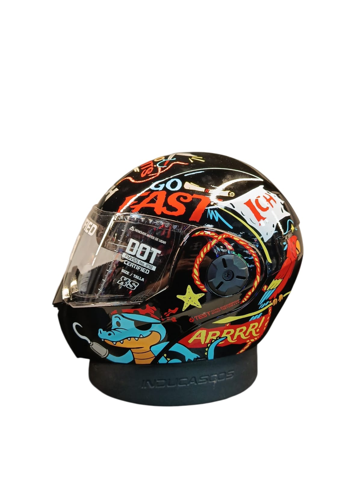 CASCO NIÑO/A ABATIBLE ICH 3110S KIDS PIRATAS COLORES NEGRO BRILLANTE