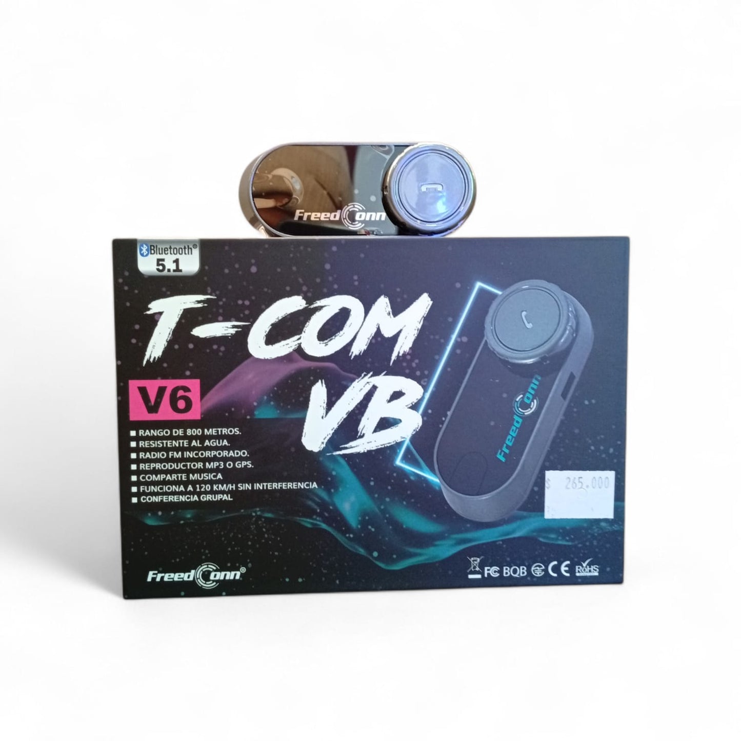 INTERCOMUNICADOR FREEDCONN T-COM VB v6 COMPARTE MUSICA CON TODOS LOS ACCESORIOS