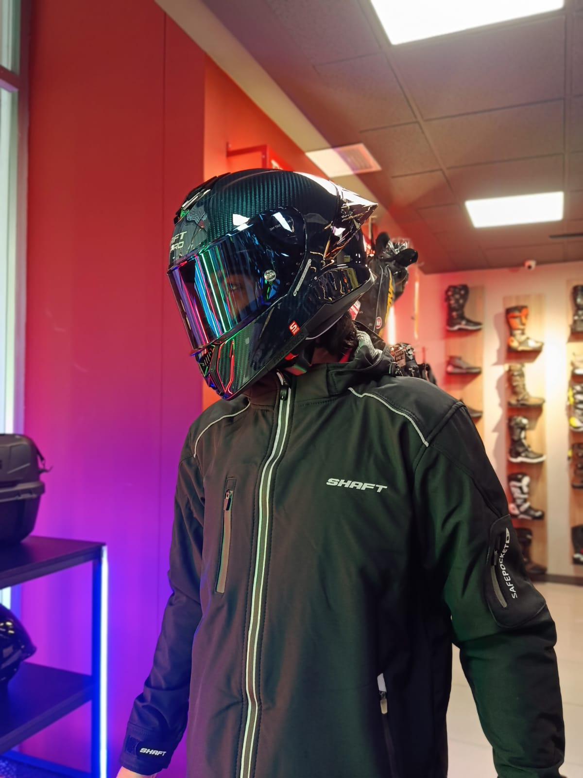 CASCO INTEGRAL SHAFT PRO 620C EVO SOLID AZUL BRILLO 3K FIBRA DE CARBONO
