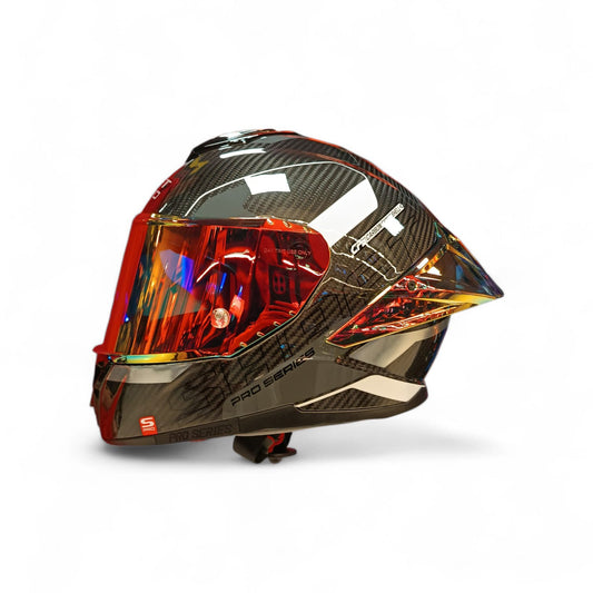CASCO INTEGRAL SHAFT PRO 620C EVO HALD NEGRO BRILLO VISOR DORADO 3K FIBRA DE CARBONO