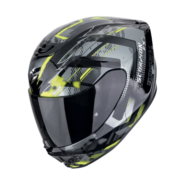 CASCO INTEGRAL SCORPION EXO 391 CLUTER NEGRO/AMARILLO NEON VISOR TRANSPARENTE