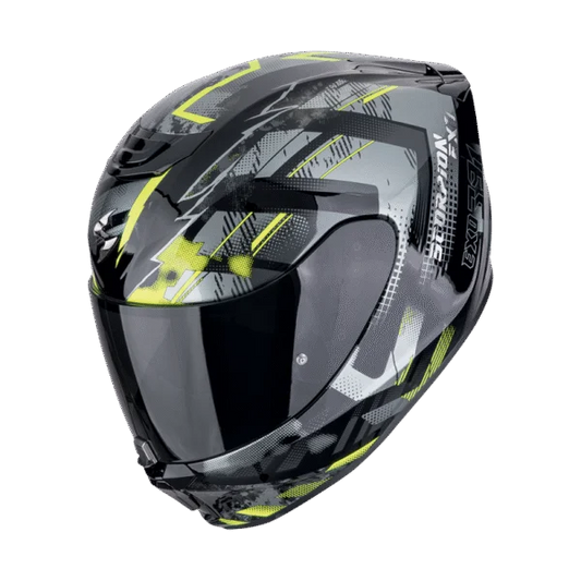 CASCO INTEGRAL SCORPION EXO 391 CLUTER NEGRO/AMARILLO NEON VISOR TRANSPARENTE
