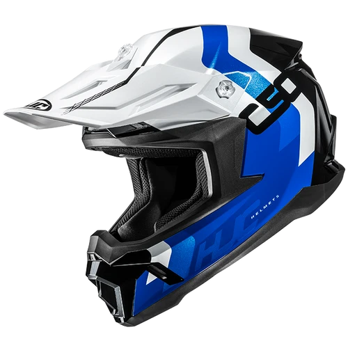 CASCO MOTOCROSS HJC C50 PRIMAL AZUL BLANCO BRILLANTE