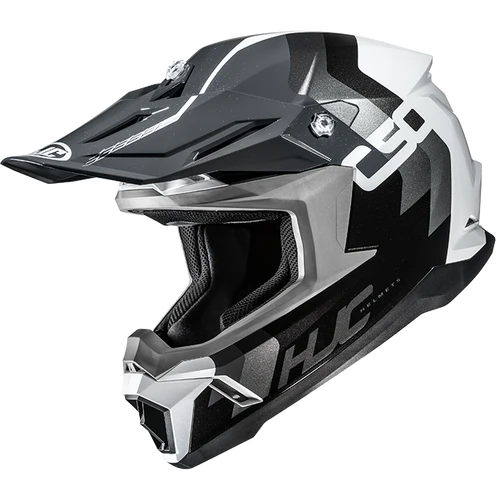 CASCO MOTOCROSS HJC C50 PRIMAL GRIS BLANCO NEGRO BRILLANTE