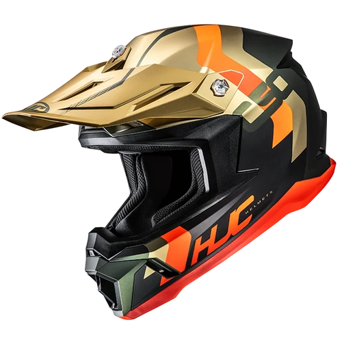 CASCO MOTOCROSS HJC C50 PRIMAL NEGRO DORADO MATE